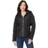 U.S. POLO ASSN. Chevron Quilted Moto Hooded Jacket with Rib Trim And Cozy Faux Fur Lining(Black)