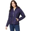 U.S. POLO ASSN. Chevron Quilted Moto Hooded Jacket with Rib Trim And Cozy Faux Fur Lining(Evening Blue)