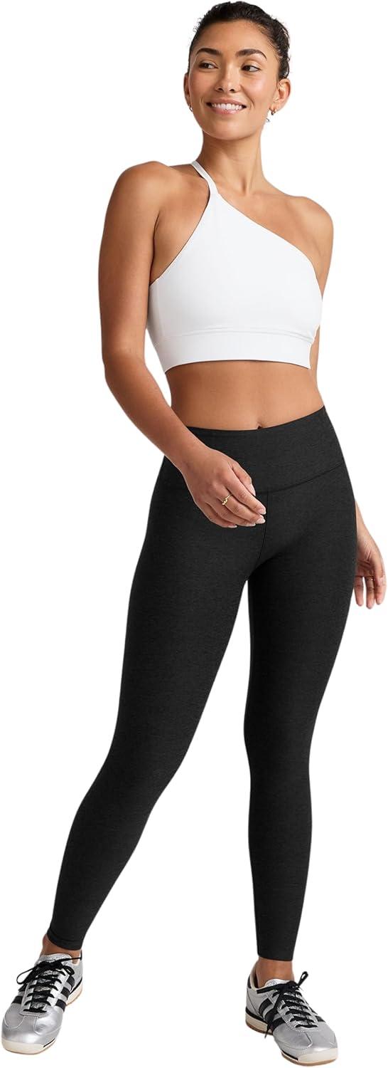 imageBeyond Yoga Womens Spacedye One Shoulder Long Line Light Support BraCloud White