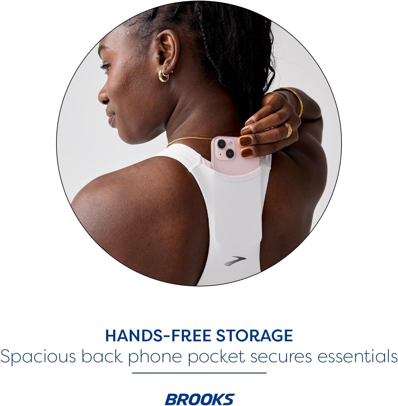 imageBrooks Womens Luxe Pocket Bra Supportive Sports Bra with Pocket for Training Workouts ampamp RunningWhite