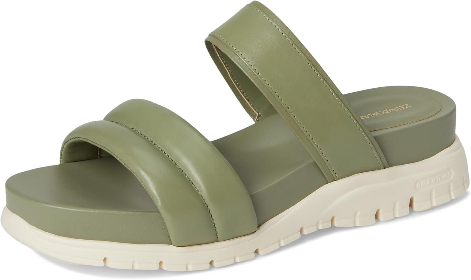imageCole Haan Womens Zerogrand Double Band Slide SandalsOil GreenIvory