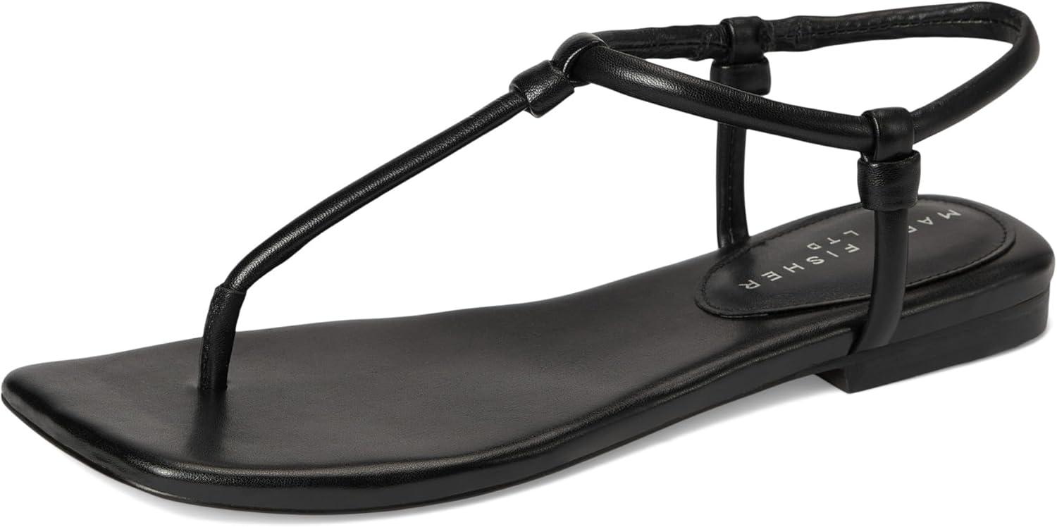 imageMarc Fisher LTD Womens Maycee Flat SandalBlack Leather