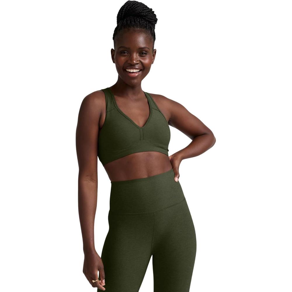imageBeyond Yoga Womens Spacedye Lift Your Spirits BraBeyond Olive Heather