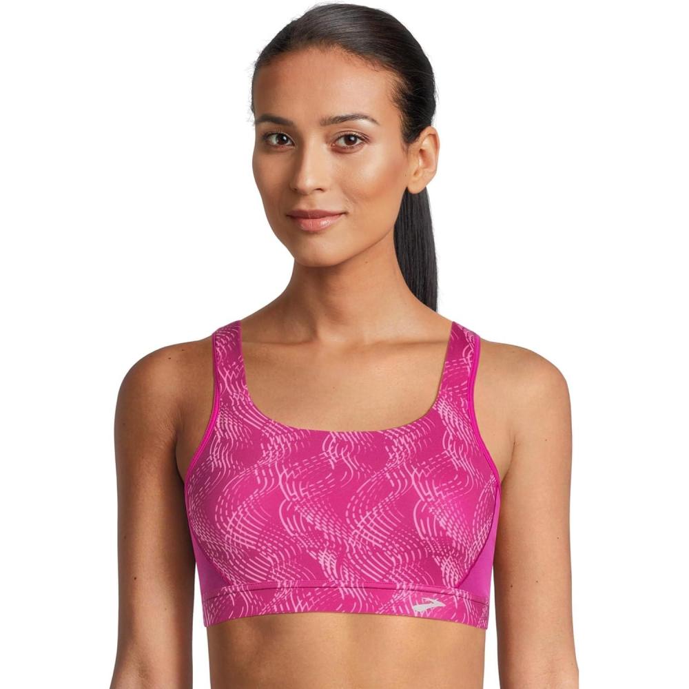 imageBrooks Womens Convertible 20 Sports Bra for High Impact Running Workouts and Sports with Maximum SupportMagenta Aqueous