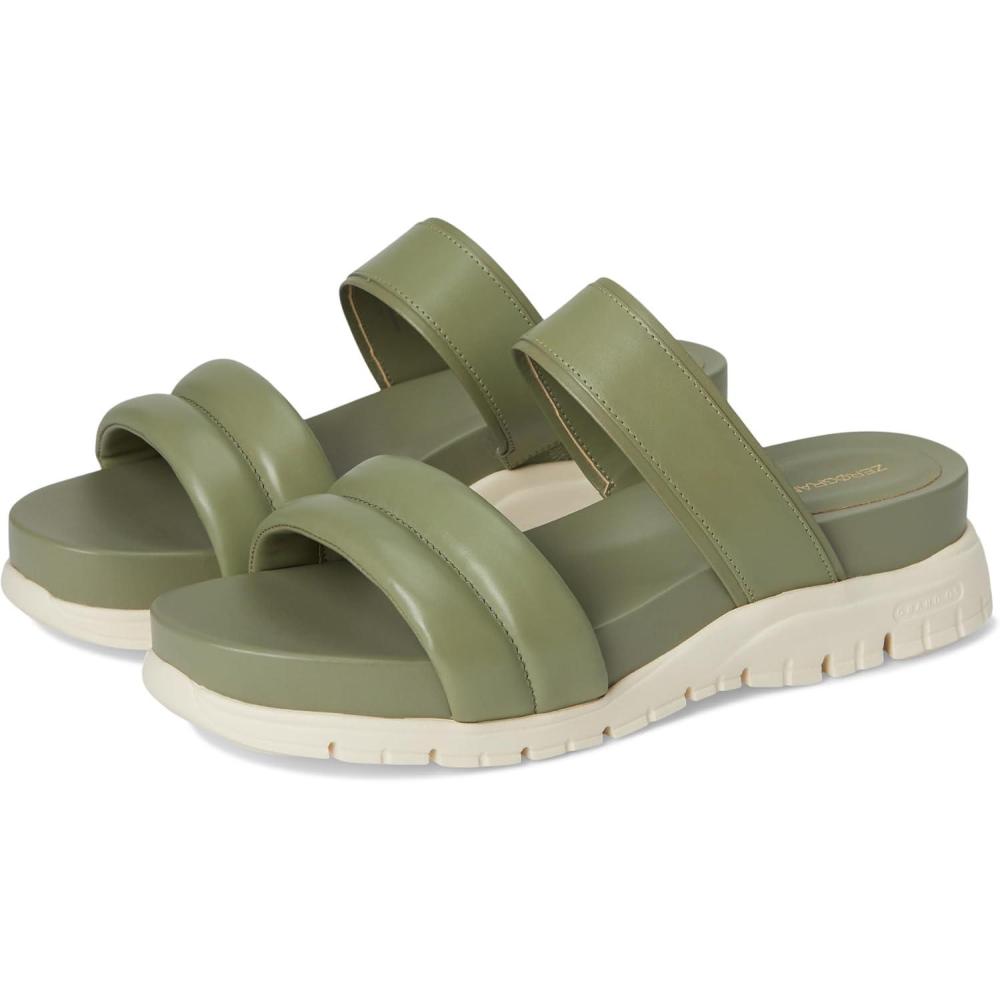 imageCole Haan Womens Zerogrand Double Band Slide SandalsOil GreenIvory