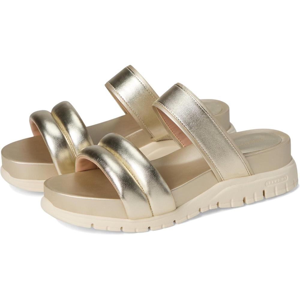 imageCole Haan Womens Zerogrand Double Band Slide SandalsSoft Gold TalcaIvory