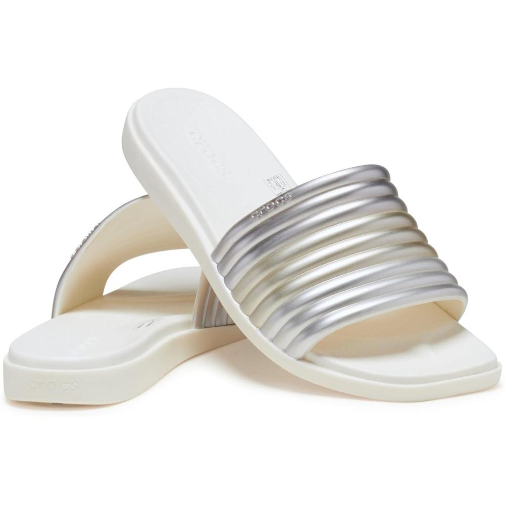 imageCrocs Womens Miami Slide SandalMetallic Chalk