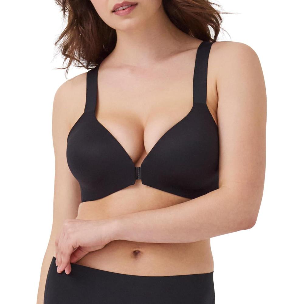 imageSPANXsmooth BraLlelujah Lightly Lined Full Coverage  TShirt Bra  Front Closure  Hosiery Back  Smart Stretch StrapsVery Black