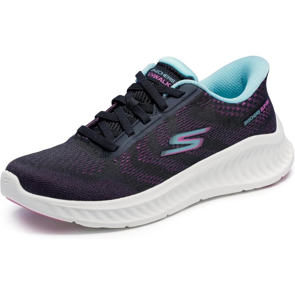 imageSkechers Womens Go Walk Now Hands Free Slipins SneakerBlackPurple