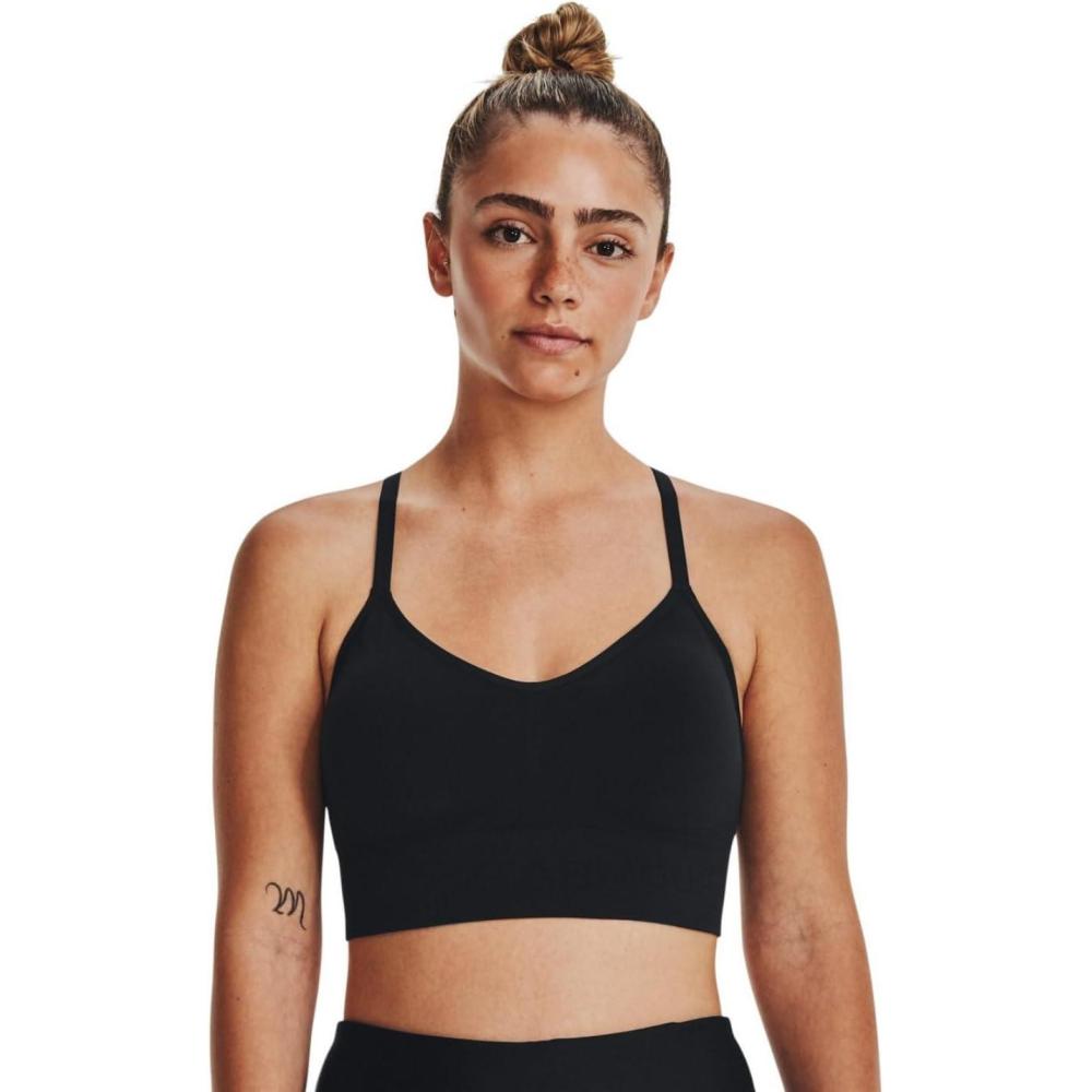 imageUnder Armour Train Seamless Low Impact Bra for Women Pure Polyester Construction SweatWicking FabricBlackBlack