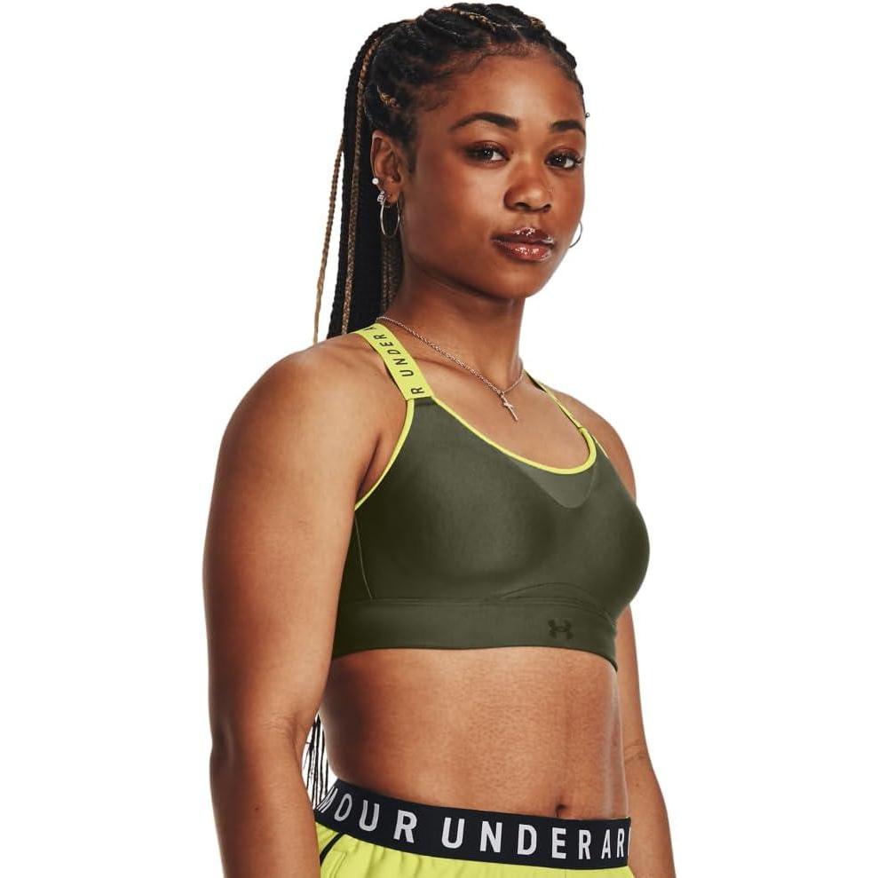 imageUnder Armour Womens UA Infinity High Sports Bra390 Marine Od Green  Lime Yellow  Marine Od Green