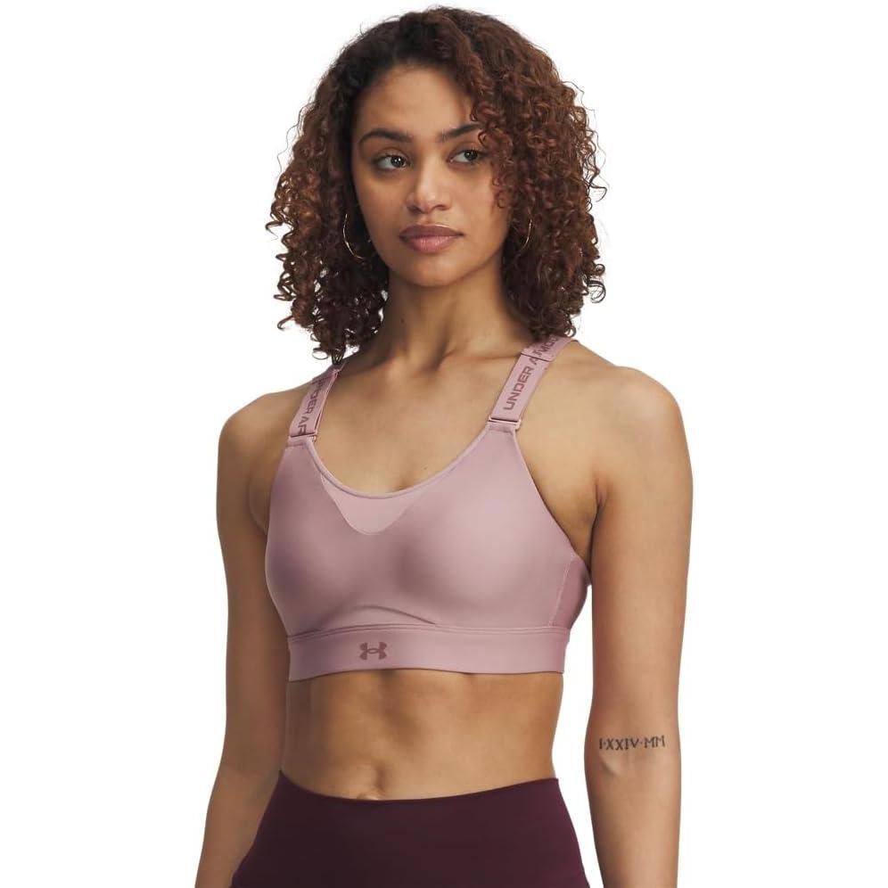 imageUnder Armour Womens UA Infinity High Sports Bra673 Tourmaline Pink   Maroon Mist