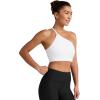 Beyond Yoga Womens Spacedye One Shoulder Long Line Light Support Bra(Cloud White)