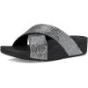 FitFlop Women’s Lulu Glitterball Cross Slides Wedge Sandal(Silver)