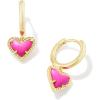 Kendra Scott Womens Ari Heart Huggie Earrings Gold Neon Pink One Size