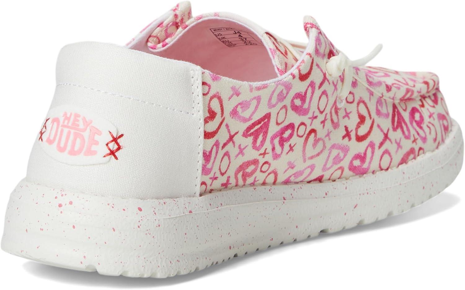 imageHEYDUDE Girls Wendy Watercolor Hearts Little Big Kid LoaferPinkWhite