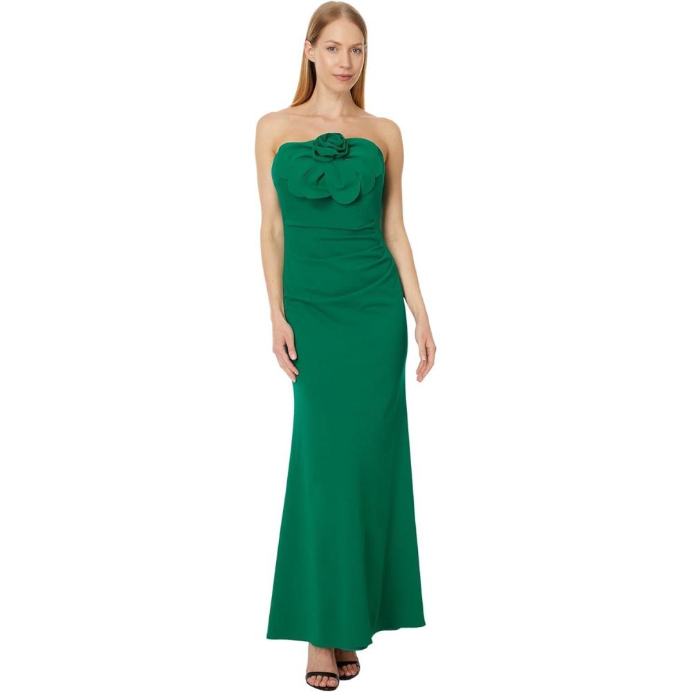 imageBetsy ampamp Adam Womens Long Scuba Crepe Spaghetti Strap FlowerGreen
