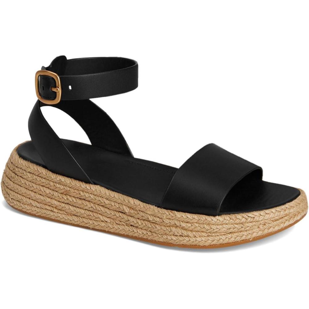 imageFitFlop womens Fmode Espadrille Leather Flatform aStrap SandalsBlack