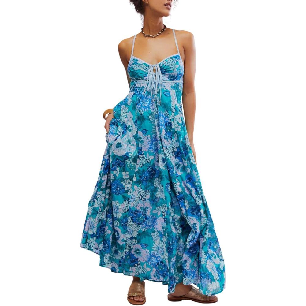 imageFree People Womens Dream Weaver Maxi Teal Combo