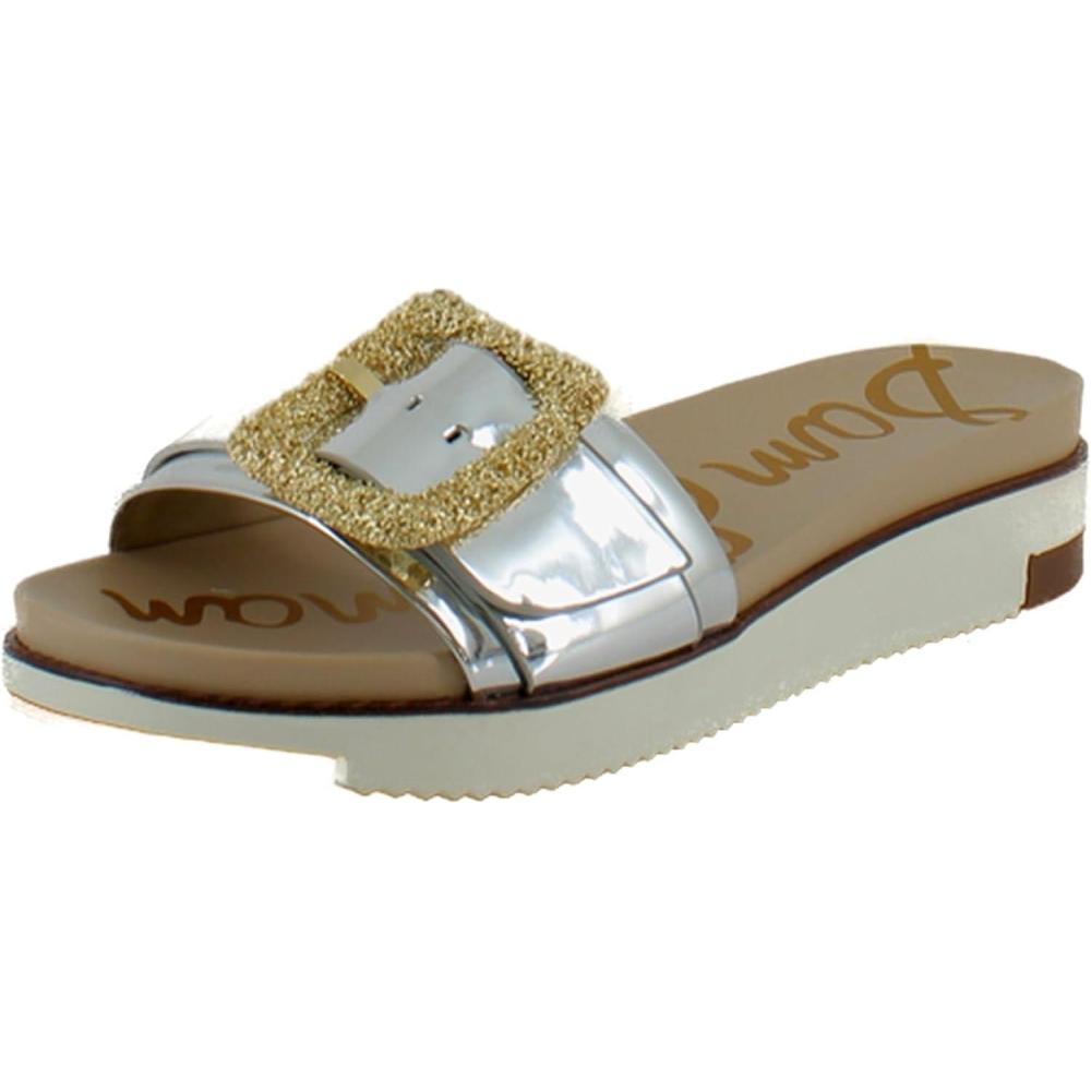 imageSam Edelman Womens Ariane Slide SandalSoft Silver Specchio