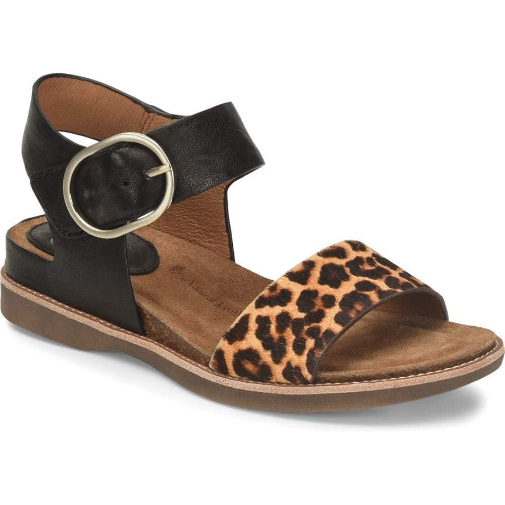imageSofft womens BaliSandalBlackLeopard Tan OleosoLeopard Horse Hair