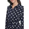 Calvin Klein Women’s Satin Polka Dot Shirt Dress(Indigo/Stony Beige)