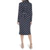 Calvin Klein Women’s Satin Polka Dot Shirt Dress(Indigo/Stony Beige)