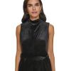 Calvin Klein womens Velvet Twist Neck Jumpsuit(Black)