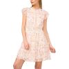 CeCe Women’s Short Smocked Waist Dress with Ruffle Front(New Ivory)