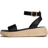 FitFlop womens F-mode Espadrille Leather Flatform a/Strap Sandals(Black)