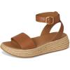 FitFlop womens F-mode Espadrille Leather Flatform a/Strap Sandals(Deep Tan)