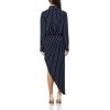 Norma Kamali Women’s Oversized Boyfriend Nk Shirt Side Drape Gown(True Navy Pinstripe)