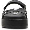 Steve Madden Women’s Bigmayven Wedge Sandal(Black Leather)