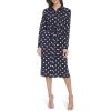 Calvin Klein Women’s Satin Polka Dot Shirt Dress(Indigo/Stony Beige)