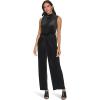 Calvin Klein womens Velvet Twist Neck Jumpsuit(Black)