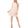 CeCe Women’s Short Smocked Waist Dress with Ruffle Front(New Ivory)
