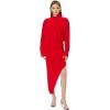 Norma Kamali Women’s Oversized Boyfriend Nk Shirt Side Drape Gown(Tiger Red)