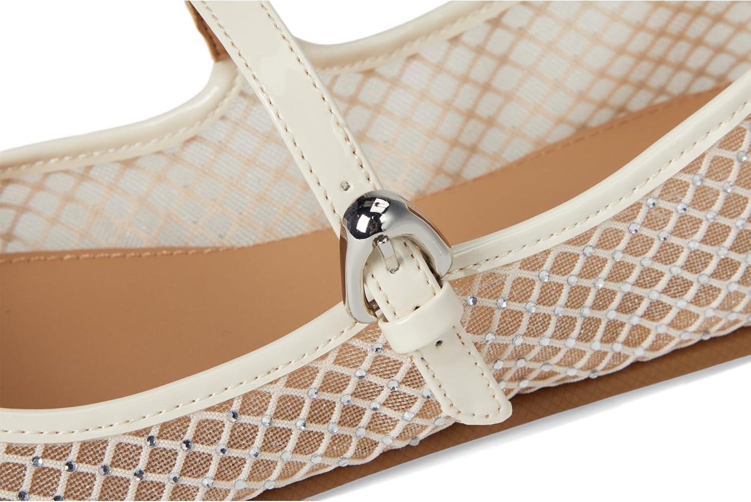 imageAerosoles Womens Mary Jane Ballet FlatCrystalEggnog Mesh Fabric
