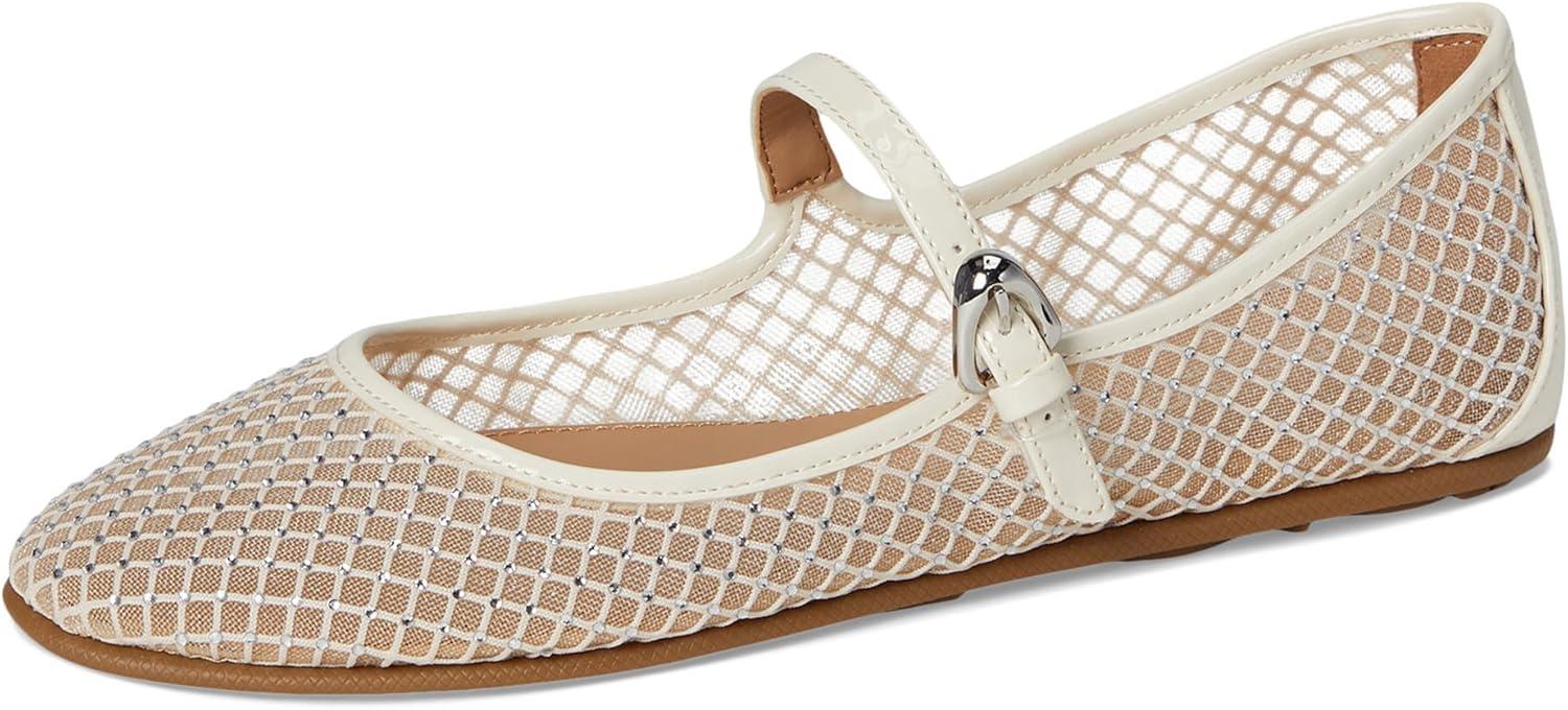 imageAerosoles Womens Mary Jane Ballet FlatCrystalEggnog Mesh Fabric