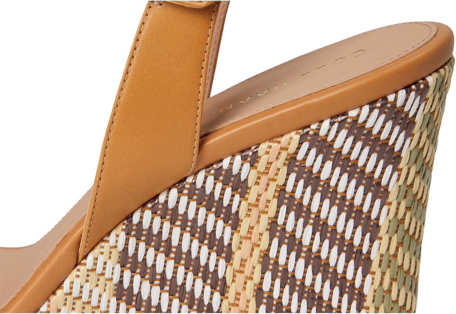 imageCole Haan womens Josie Wedge SandalsStriped RaffiaBiscuit Leather