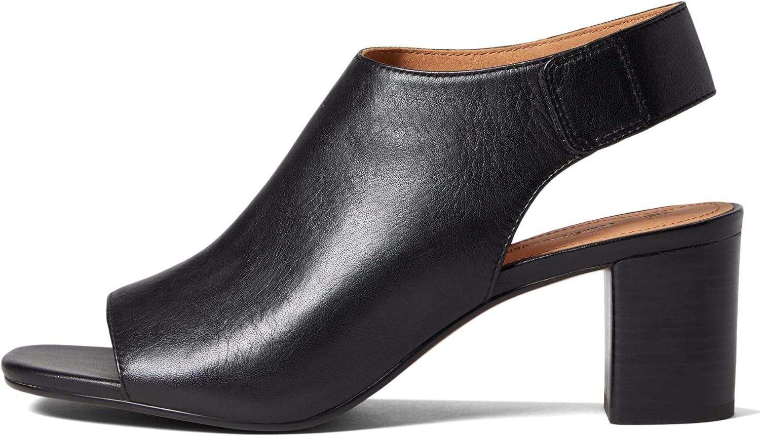 imageJohnston ampamp Murphy Evelyn Open Toe Booties for Women in Leather Hook and Loop Closure Open ToeBlack