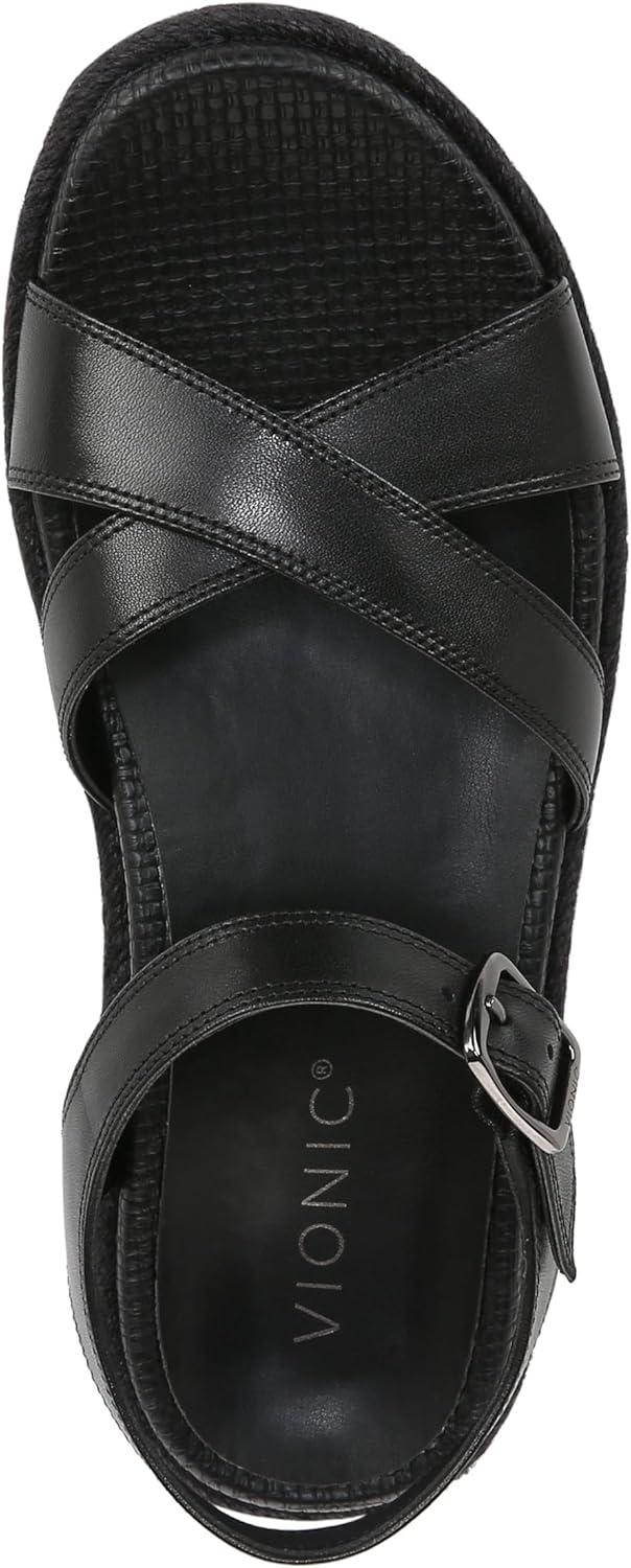 imageVionic womens Mar Strappy SandalsBlack Leather