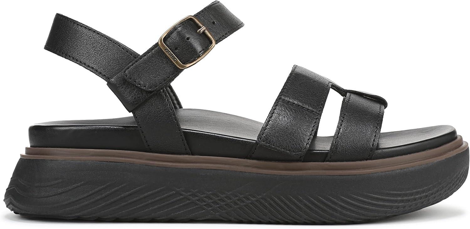 imageVionic womens Solana Slingback SandalsBlack Leather