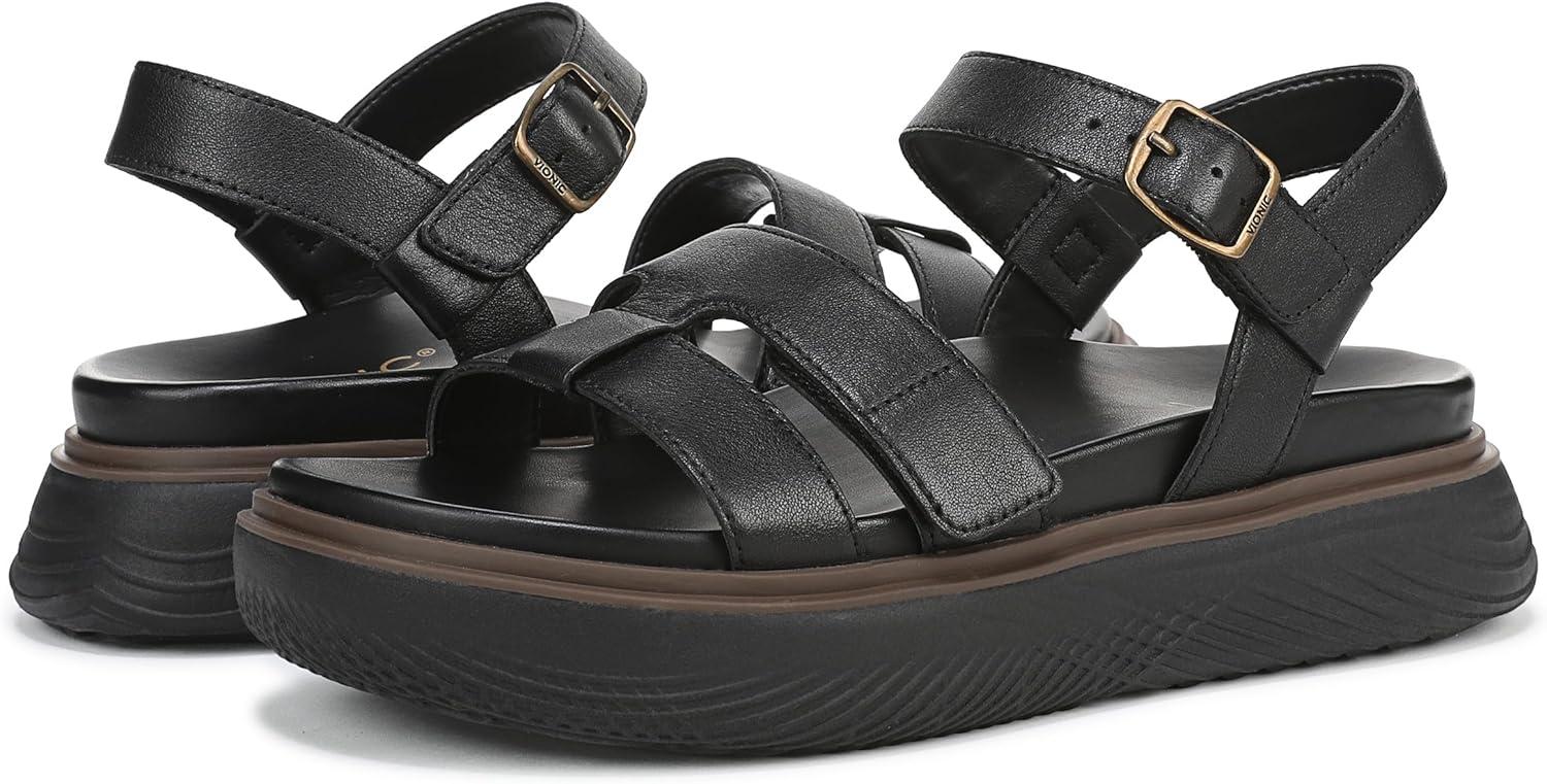 imageVionic womens Solana Slingback SandalsBlack Leather