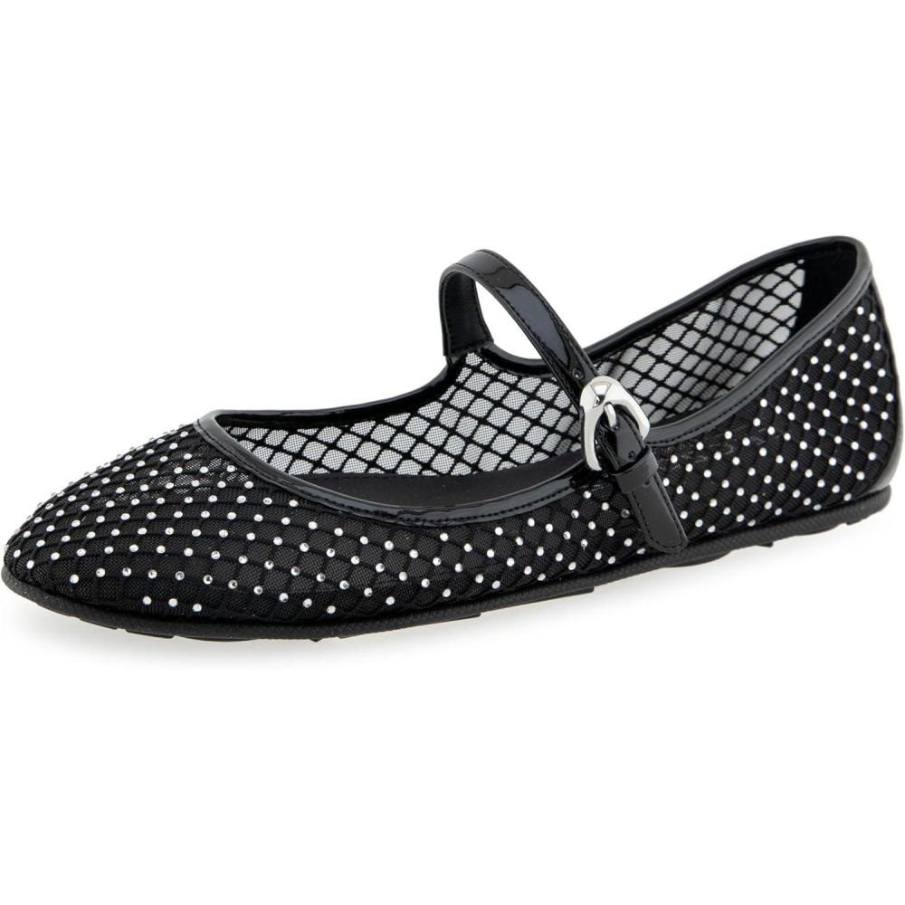 imageAerosoles Womens Mary Jane Ballet FlatCrystalBlack Mesh Fabric