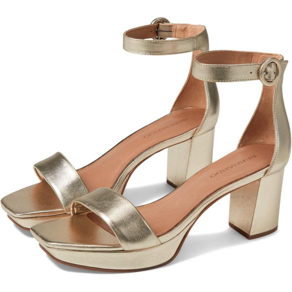 imageBernardo Carla Strap Heels for Women Leather Upper and Lining Rubber Sole Block HeelsChampagne