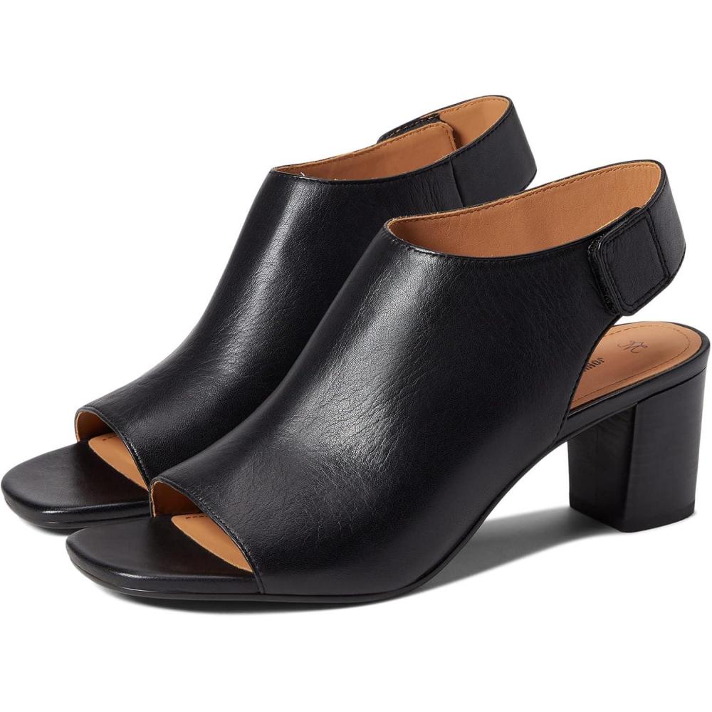 imageJohnston ampamp Murphy Evelyn Open Toe Booties for Women in Leather  Hook and Loop Closure  Open ToeBlack
