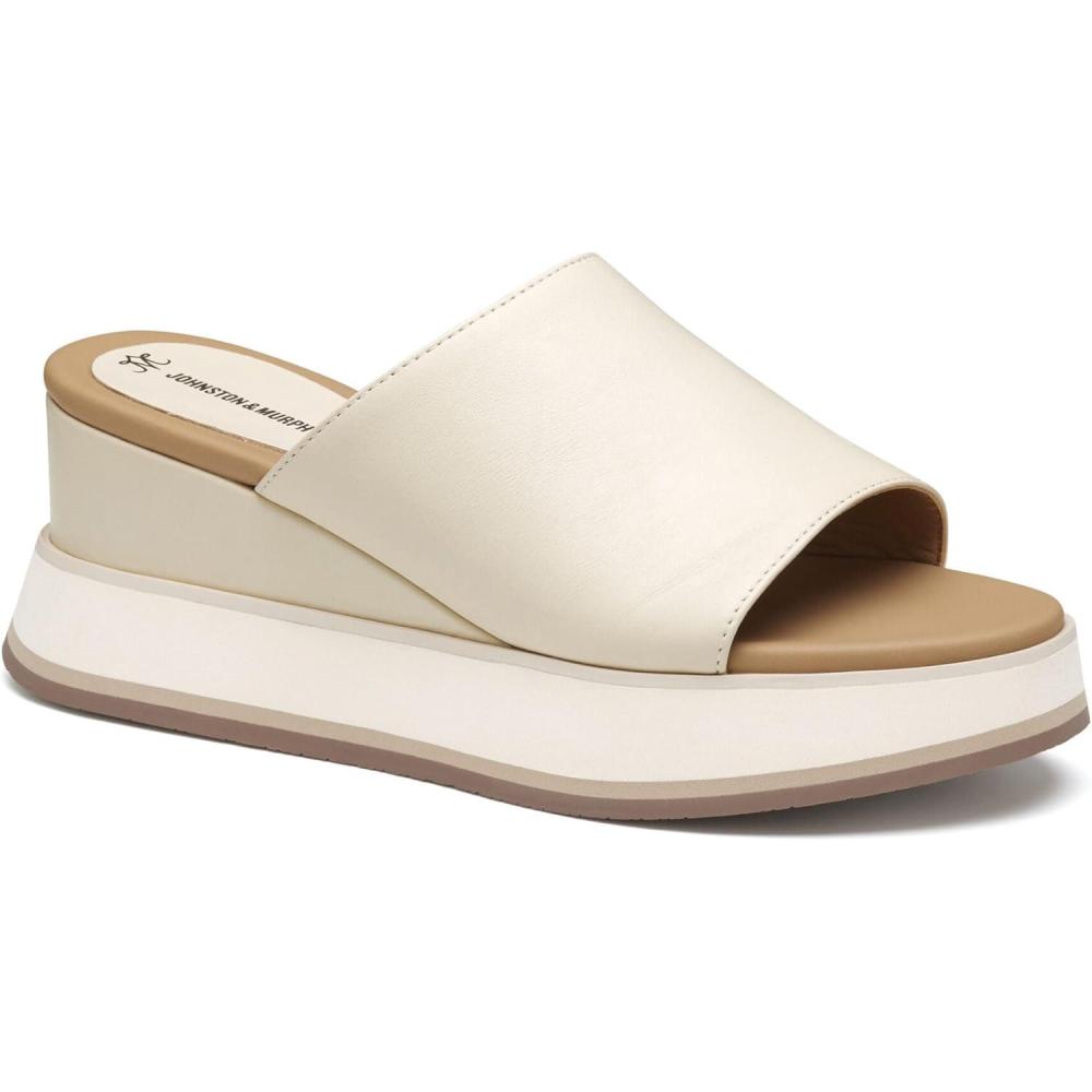 imageJohnston ampamp Murphy Womens Colleen Slides Leather Platform Shoes for Women Wedge Slide SandalsBone