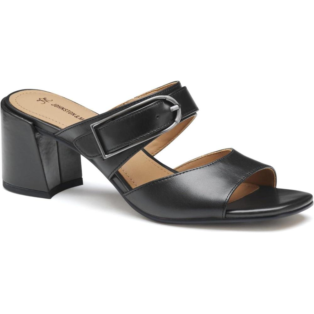 imageJohnston ampamp Murphy Womens Everly Buckle Slide Sandals 25 Slip On Heels for Women Womens Heeled SandalsBlack