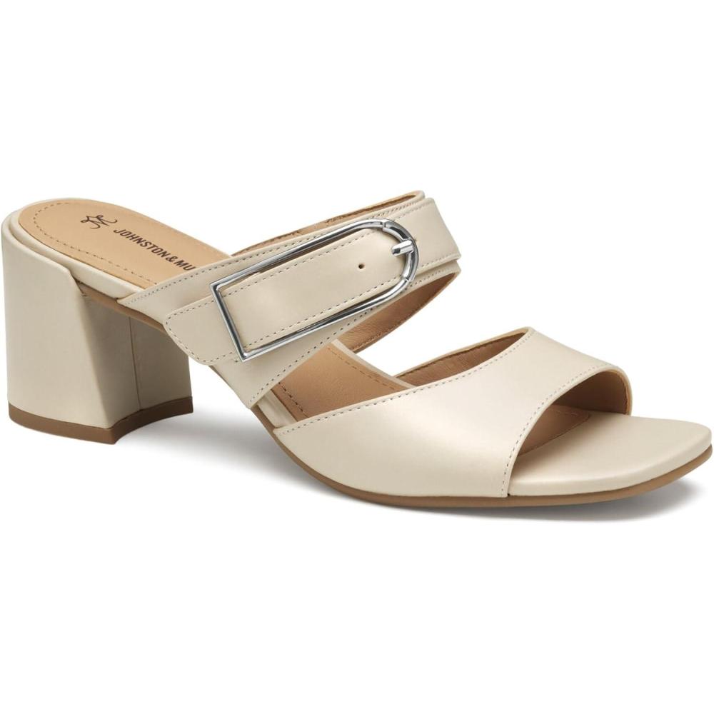 imageJohnston ampamp Murphy Womens Everly Buckle Slide Sandals 25 Slip On Heels for Women Womens Heeled SandalsBone